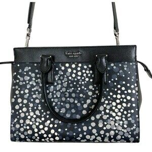 Kate Spade New York Cameron Soiree Satchel Bag Purse Black Blue Removable Strap